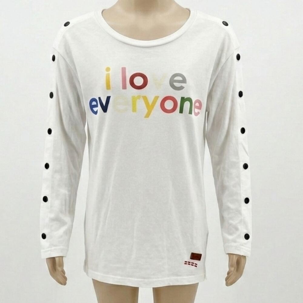 Peace Love World "I Love Everyone" Snap-Sleeve Graphic Top - Size Small